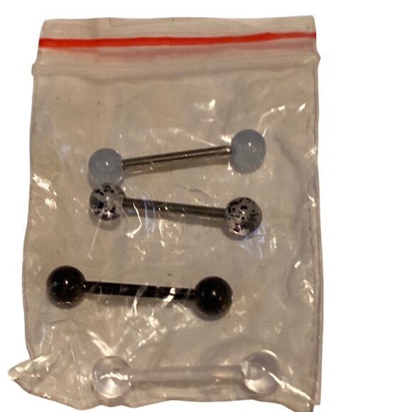 14g Surgical Steel Tongue Rings Body Piercing Jewelry Unisex 4pcs Multicolor 4 P - Picture 2 of 5